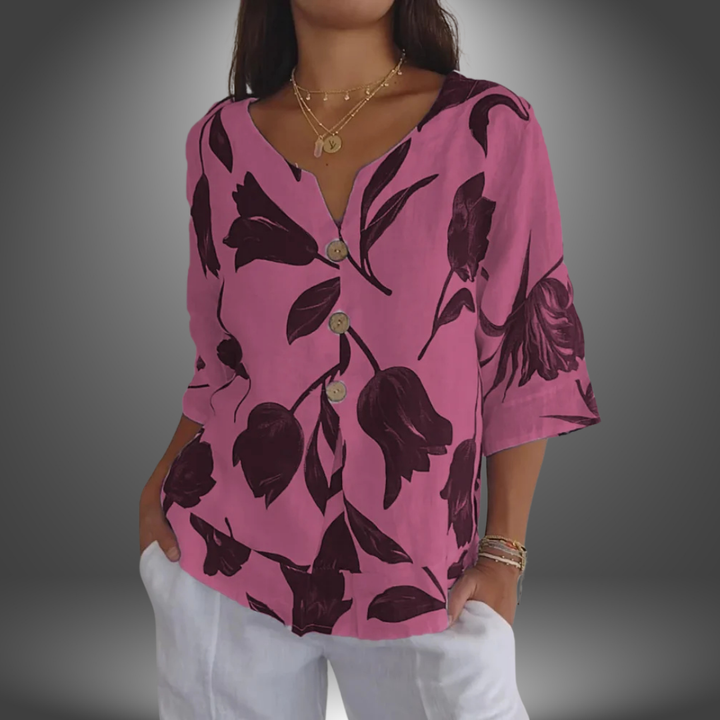 Sofia | Blusa Artigianale con Motivo a Fiori