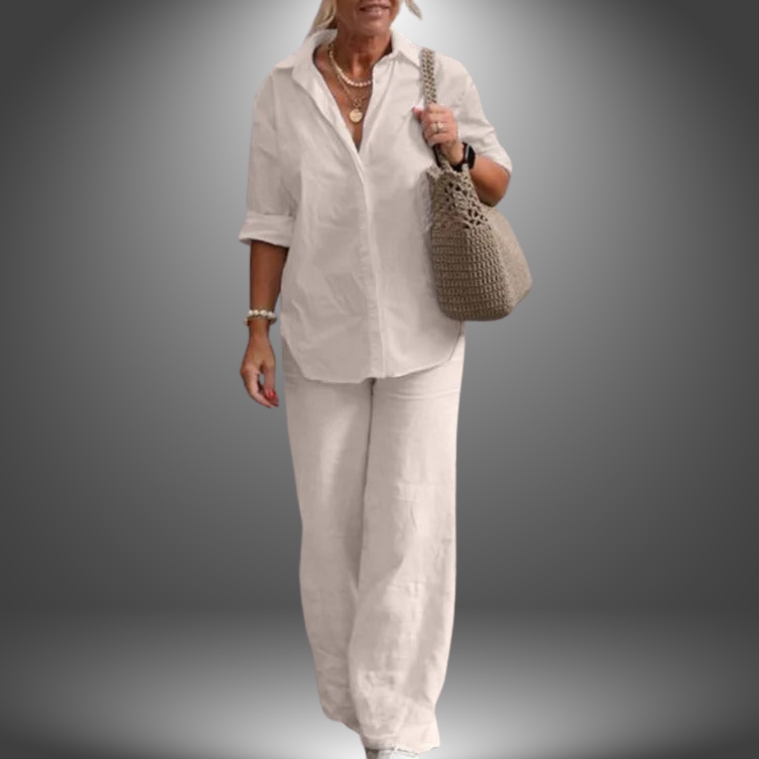 Aurora | Set Camicia e Pantaloni in Cotone Artigianale