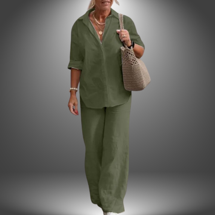 Aurora | Set Camicia e Pantaloni in Cotone Artigianale